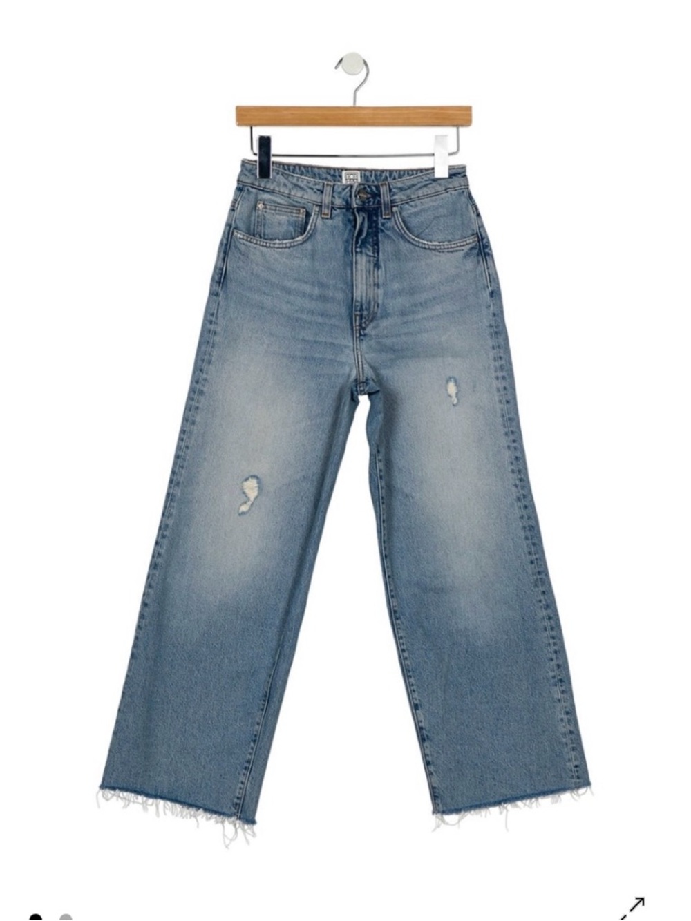 Toteme Light Blue Wide-Leg Distressed Jeans